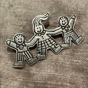 Whimsical Silver Brooch with Dancing Figures Sterling Silver 925